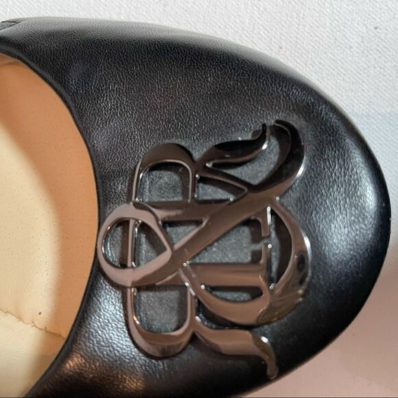 Rock & Republic size 6 ballet flats with hematite colored emblem logo - Picture 2 of 5
